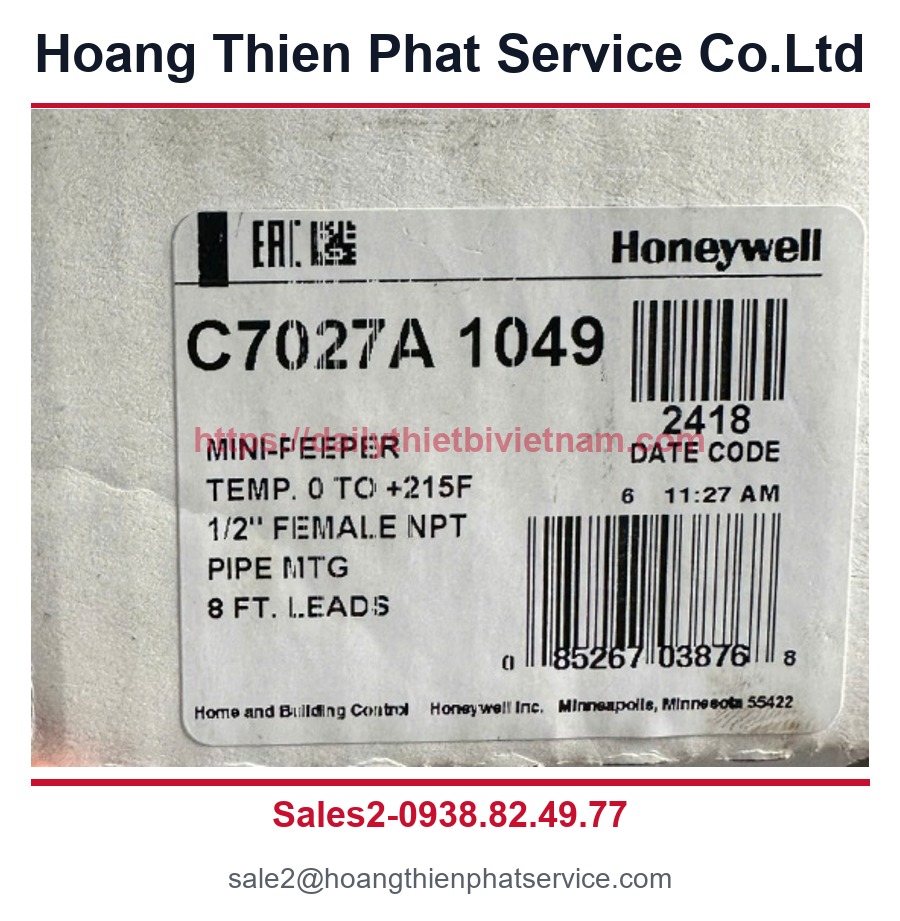 Cảm biến phát hiện lửa tia cực tím Honeywell C7027A 1049 - Cảm biến phát hiện lửa tia cực tím Honeywell C7027A 1049