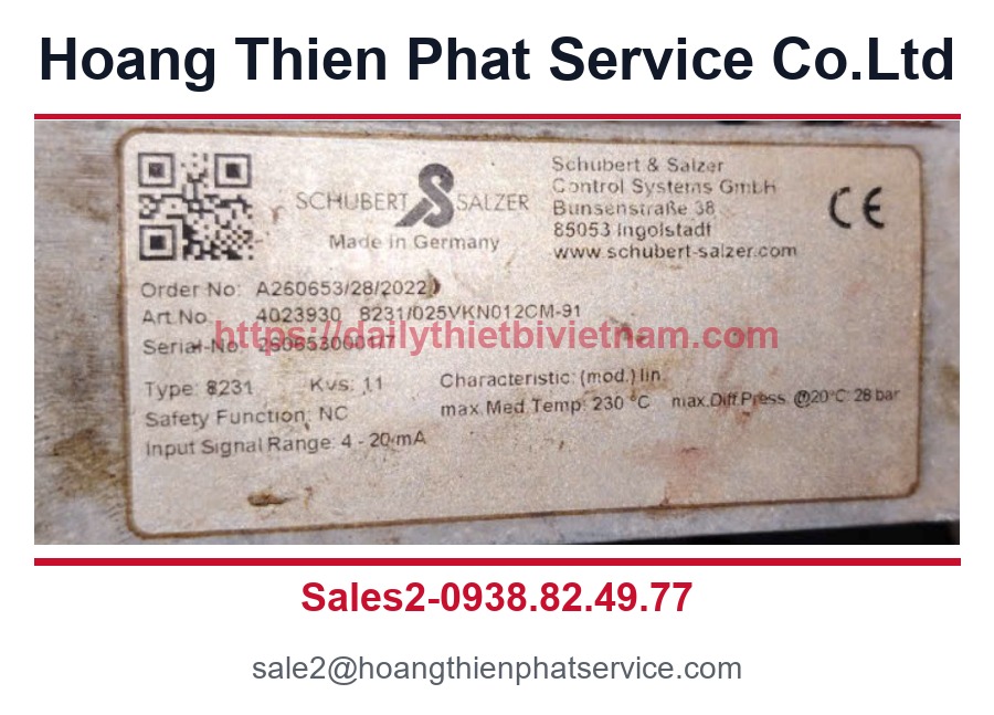 Van điều khiển kiểu trượt SCHUBERT & SALZER 4023930 8231/025VKN012CM-91 - Van điều khiển kiểu trượt SCHUBERT & SALZER 4023930 8231/025VKN012CM-91